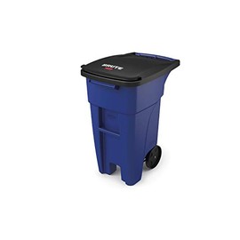 Rubbermaid Commercial Products BRUTE Rollout Heavy-Duty Wheeled Trash/Garbage Can - 32 Gallon - Blue