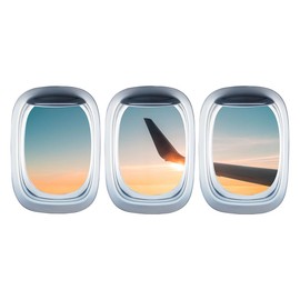 Housoutil 3PCS Airplane Wing Stickers, Self Adhesive Plane Window Clings, 3D Wallpaper Wall Decor Airplane Window Decal Wing