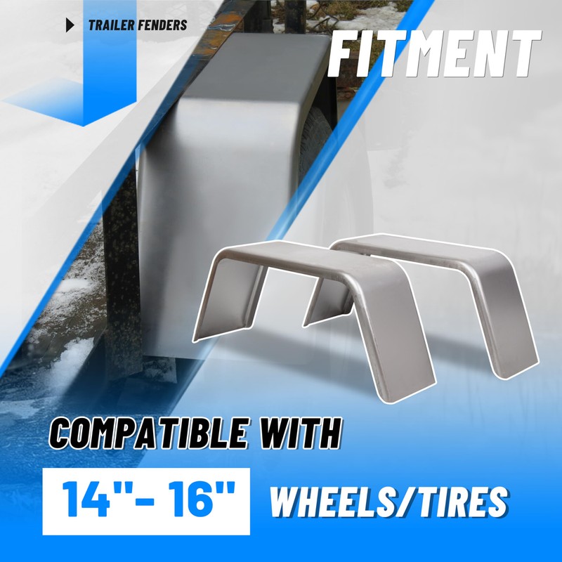 ECOTRIC Square Trailer Fenders For 14"-16" Wheels Compatible with Car