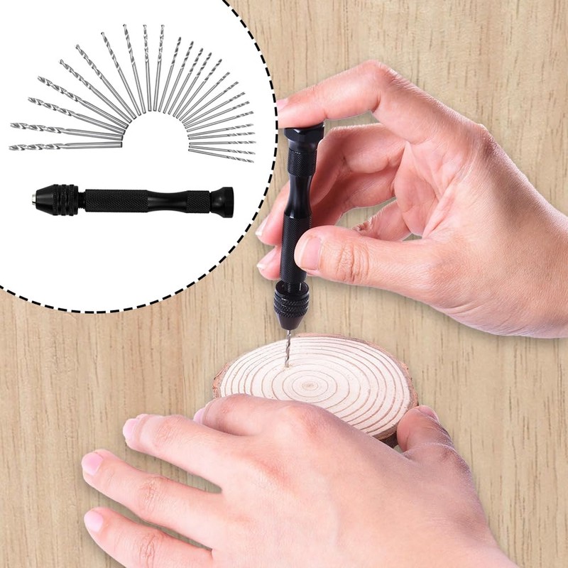 26-Piece Precision Pin Vise Hand Drill Set, Mini Hand Drill