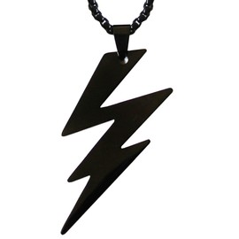 Victorian Vault Lightning Pendant Jewelry Gothic Necklace on Chain (Black)