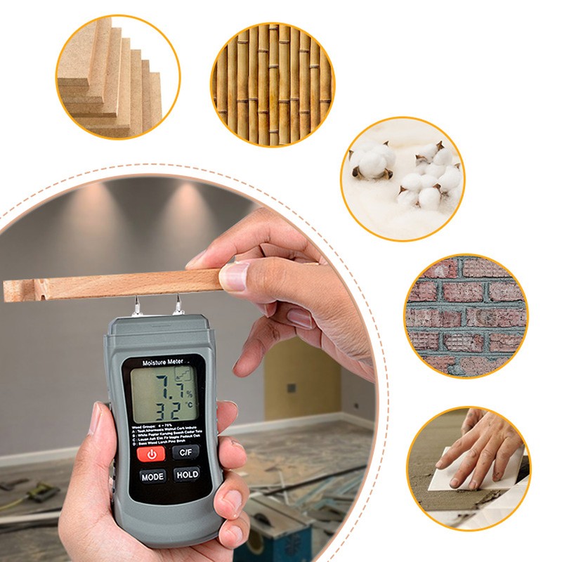 Pin Type Moisture Meter LCD Digital Display Moisture Detector for