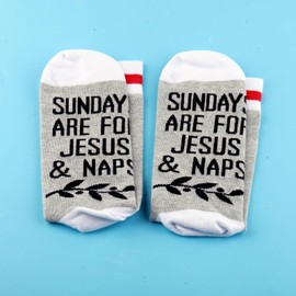 Christian Church Socks Sundays Are For Jesus & Naps Socks Catholic Gift Religious Christian Bible Gift (UK, Alpha, One Size, Regular, Regular, Jesus & Naps Socks)
