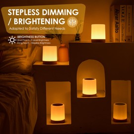 Auxmir Night Light for Kids Baby, Dimmable Touch Lamp for Nursery, 11 RGB Colors 5 Brightness, Portable Rechargeable Bedside Table Lamp for Nightstand, Kids Night Light for Bedroom Living Room