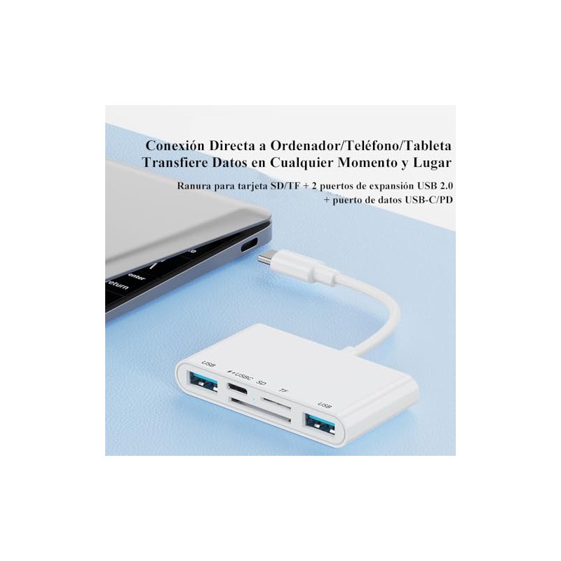 6 en 1 Lector de Tarjetas USB C con 2