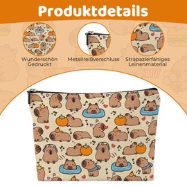 Capybara Kosmetiktasche für Mädchen, Süßer Schminktasche Makeup Tasche mit Reißverschluss, Tragbar Kulturtasche Damen für Reise Alltagsleben, Vielseitige Make Up Bag, Capybara Liebhaber Geschenk