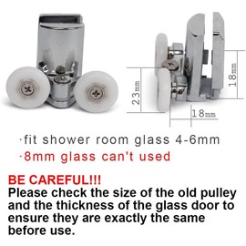 Zinc Alloy Shower Door Twin Rollers Runners - Set of 2 -Bottom (8-10mm) (Lower Wheel (23mm) 2pcs)