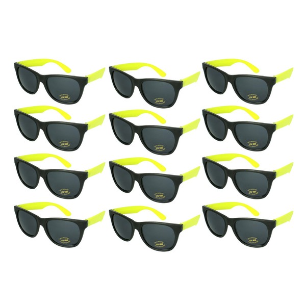 Edge I-Wear 12 Pack 80’s Style Adult Neon Party Sunglasses