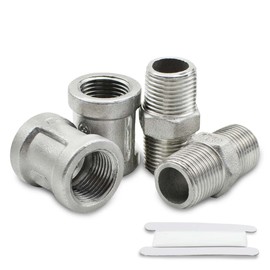 Bwintech 4 Pieces 1/4 Inch to 1/4 Inch BSP Female & Male Thread Stainless Steel 304 Hex Nipple & Hex Coupling Plug for Pipe Connection Conversion