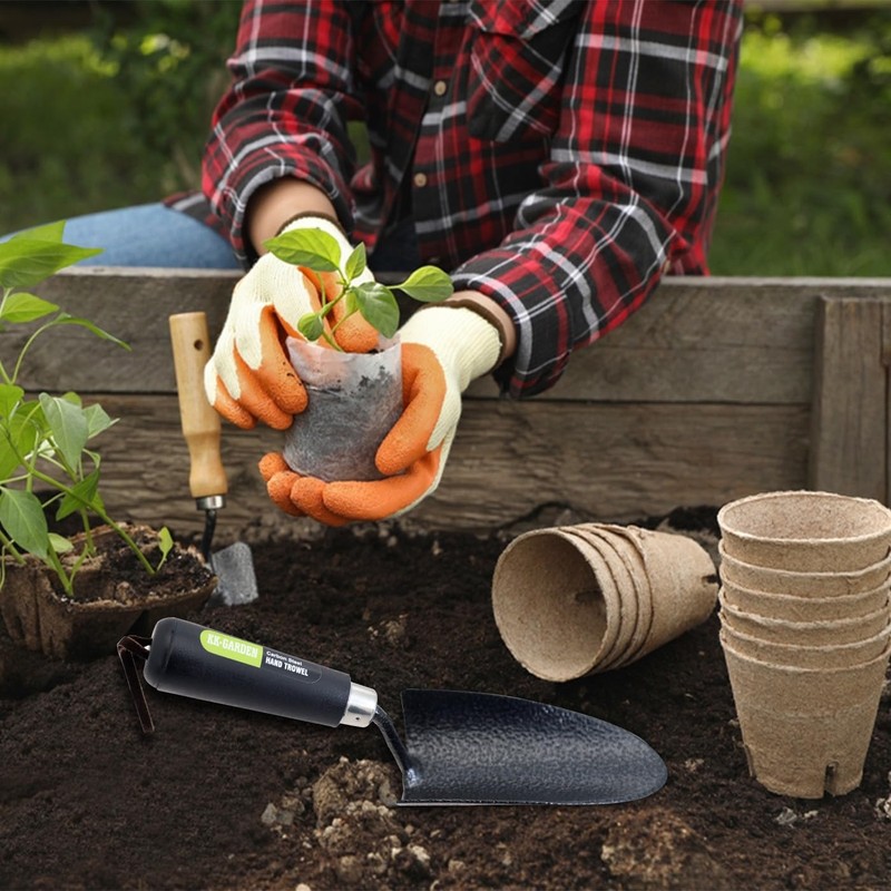 KKTECH Carbon Steel Heavy Duty Hand Fork & Trowel Set