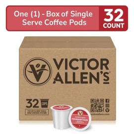 Victor Allen's Peppermint Bark Medium Roast Coffee Pods, 32 ct FREE SHIPPING