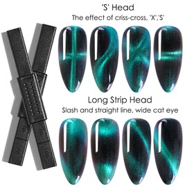 JCAKES 6pcs Cat Eye Magnet for Nails Double-head Nail Polish Magnet Stick Magnetic Gel Polish Multi-Function Strong Magnet Wand S&X Cat Eye Design Manicure Tool for Home DIY, Salon, Studio