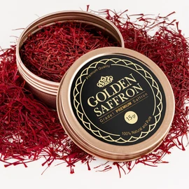 Golden Saffron, Finest Pure Premium All Red Saffron Threads, Grade A+ Super Negin, Non-GMO Verified. For Tea, Paella, Rice, Desserts, Golden Milk and Risotto (15.0 Grams)