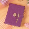 Heart Lock Journal Notebook with Key, Glitter Purple PU Leather