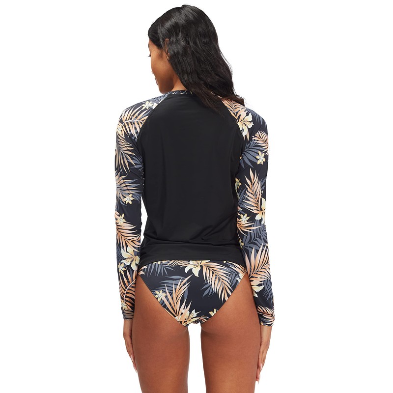 Billabong Women's Classic Long Sleeve Rashguard, Black Pebble Print, Large