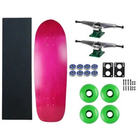 Moose Old School 80's Skateboard Complete 33" Pink with Hollow 7.0 Silver/Green Trucks, 58mm Blue Wheels
