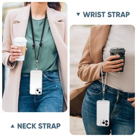 Birwiny Universal Phone Lanyard Adjustable Crossbody Phone Neck Strap & Wrist Strap, Clip & Go Phone Strap