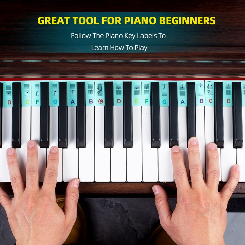 ZHRUNS Removable Piano Key Stickers - 61 Key Glow-in-The-Dark Keyboard