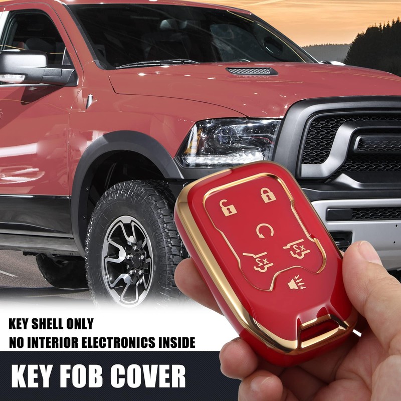 MACHSWON 6 Button Car Smart Key Fob Cover Case Red
