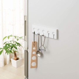 Belca FK-5HW Kitchen Storage, Magnet, 5 Hooks, FLAT in Width 9.8 x Depth 0.7 x Height 3.0 inches (25 x 1.75 x 7.5 cm), White, Flat-in, Wall Storage