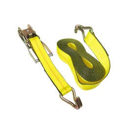 Professional Hauling Ratchet Tie Down 1 Unit 2 in. X 27 FT Working Load 3,335 LBS. Max Break Capacity 10,000 LBS. Heavy Duty Wire Finger J Hook | Universal Cargo Control Transport Unit | Pro Use (10)