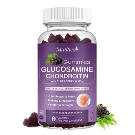 Mulittea 2 Pack 1500mg Glucosamine Chondroitin Gummies MSM Triple Strength Joint Support