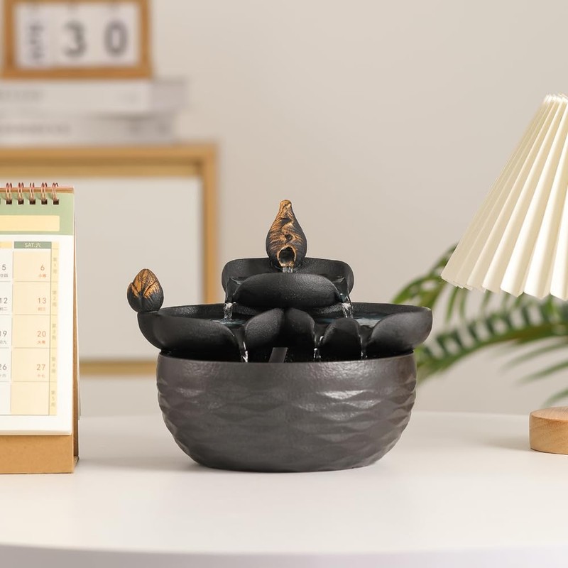 Tabletop Ceramic Fountain Water Feature Home Kitchen Office Decoration Modern