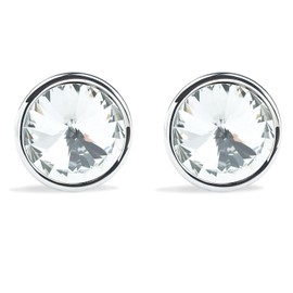 Fenni Jewelry 20MM Cubic Zirconia Stud Earrings for Women, Premium Sparkling Crystal Round Earrings, Hypoallergenic Surgical Steel Post, Gift Ready (Clear CZ & Silver-Tone)
