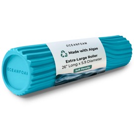 Oceanfoam Tsunami Roller (Miami Blue) - Soft, Textured Foam Roller for Physical Therapy, Back Pain, Exercise & Stretching - Wave Textured - Yoga, Athletics, Wellness - Extra-Large 26" x 5.9"