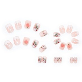 24 Pcs Rainbow Lovely Momo Girly Nails for taking pictures, weddings, coming-of-age ceremonies, parties, after-parties, false nails, nail tips