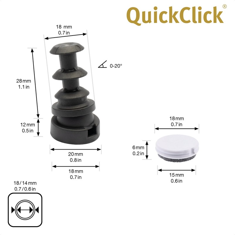 WAGNER QuickClick® chair glides reversible wool felt + plastic I