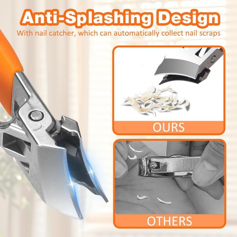 Pack of 2 Curved Nail Clippers, Angled Nail Clippers, Nail