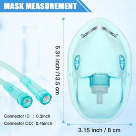 Geiserailie 2 Pack L Size Oxygen Mask with 6.6 Ft Tubing and Adjustable Elastic Strap, Adult Oxygen Mask with Tubing, Oxygen Masks for Face Adult