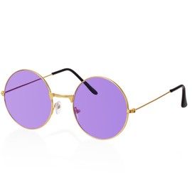 Round Hippie Glasses, 60s 70s Colored Circle Sunglasses for Women Men Disco Party Costume Accessories (Purple)