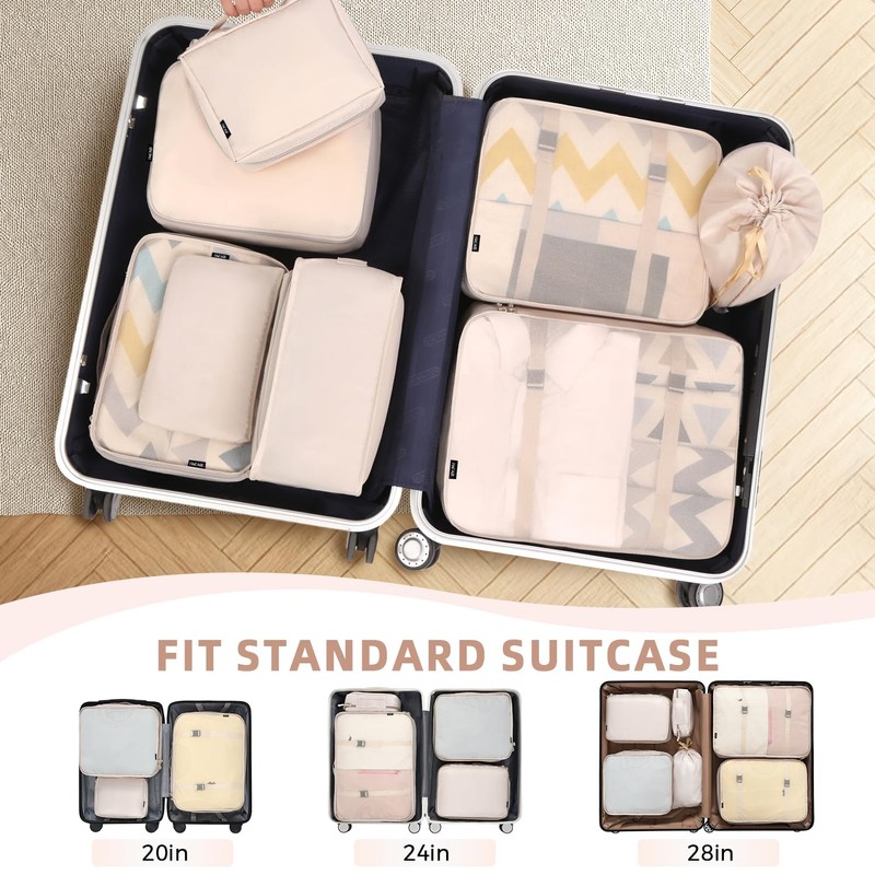 BAGAIL 8 Set Packing Cubes Luggage Packing Organizers for Travel