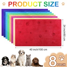 Chumia 8 Pcs Bulk Towels for Drying Dogs Cats Pet Towels Puppy Microfiber Quick Drying Dog Paw Bath Bathing Supplies Absorbent for Medium Pets(Bright Color,40 x 24 Inch)