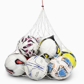 Ball carry net Holds 10 Ball Carry Net Holdall Holds 10 Balls: Rugby, Football, Volleyball, Basketball and Drawstring are Made From Nylon, Durable & Easy to Carry, With Locking Stringballs (White)