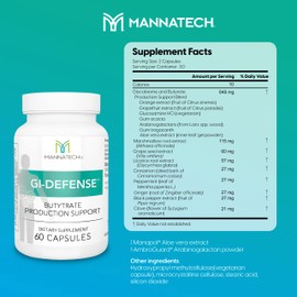 Mannatech Butyrate Supplement - Supports Gut Barrier Function, Intestinal Health, and Digestive Comfort - Promotes Short Chain Fatty Acid Production, Immune Support Supplement GI-Defense 60 Capsules