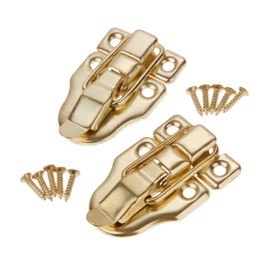 dophee 10Pcs Vitnage Gold Duckbilled Toggle Hasp Latch Clasp Lock with Padlock Hole for Jewelry Box Wooden Case Vintage Box Cabinet Doors Toolbox Chest Suitcases Trunks - 59x40mm/2.32"x1.57"