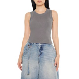 Forever 21 Women's Ribbed Tank Top, Dark Grey