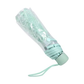 Akozon Mini Children's Umbrella Pocket Umbrella Ultralight Umbrella Transparent Folding Umbrella Fashionable Princess Umbrellas Cherry Blossom Light Green