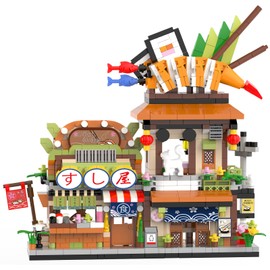 JYLWSMHMU Japanese Sushi Shop Building Blocks Set Japan Mini Blocks Architecture Display Model Sturdy Construction Kit for Desk Decor and Collectors