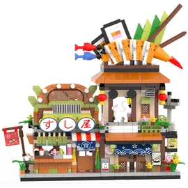 JYLWSMHMU Japanese Sushi Shop Building Blocks Set Japan Mini Blocks Architecture Display Model Sturdy Construction Kit for Desk Decor and Collectors
