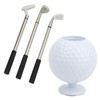 Mini Desktop Golf Ball Pen Holder with 3 Golf Cue
