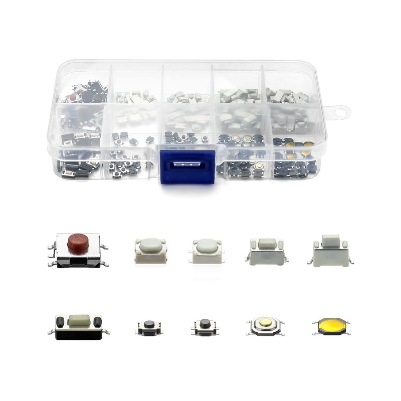 QWORK® Pack of 250 Micro Switches, 10 Values, Tactile Pressure