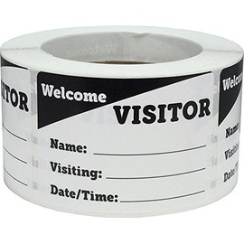 Welcome Visitor Stickers, 64 mm x 89 mm 2.5 x 3.5 Inches Wide, 500 Labels on a Roll