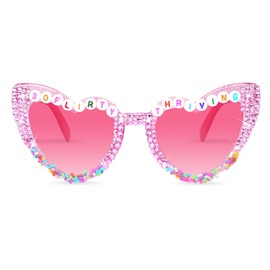 Behufun Birthday Glasses for Women, Pink Birthday Sunglasses Birthday Party Gifts Accessories Party Favor for Happy Birthday