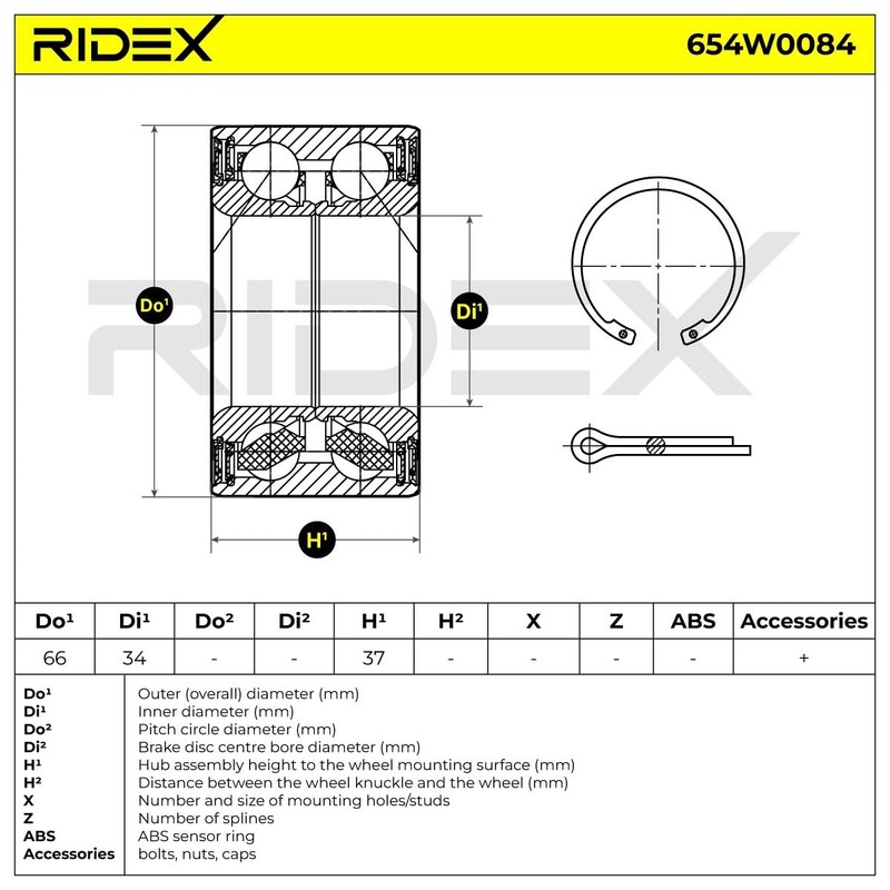 RIDEX 654W0084 Wheel Bearing Kit Wheel Bearing Right/L/Left / Litre