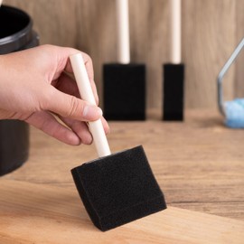 10 X 3" Painting Foam Brush Foam Brush Black Sponge Wood Handle Paint Brush Children Drawing Graffiti Tools for DIY Arts Crafts