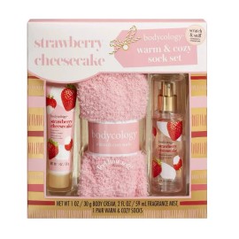 Bodycology Strawberry Cheesecake Warm and Cozy Sock Set, 3 Pieces
